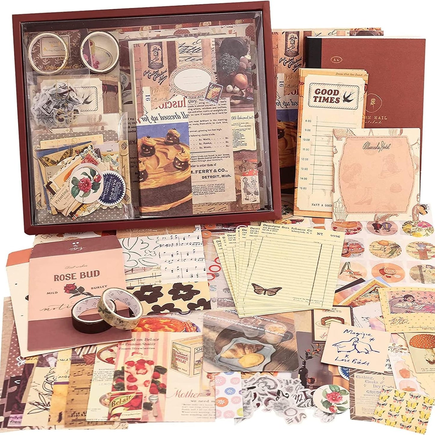 Cozy Café Journaling Kit – 346pcs Vintage Brown Scrapbook Supplies