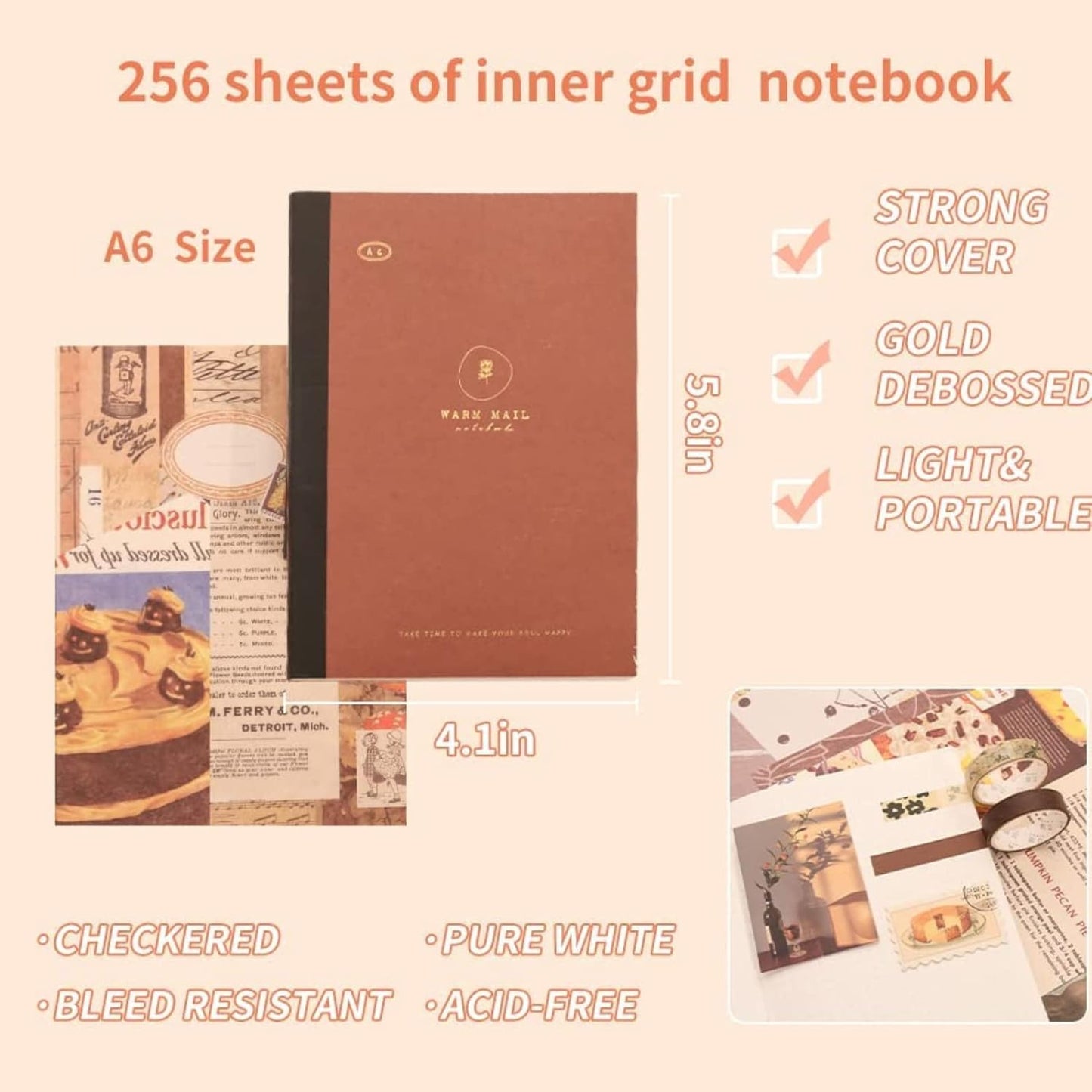 Cozy Café Journaling Kit – 346pcs Vintage Brown Scrapbook Supplies
