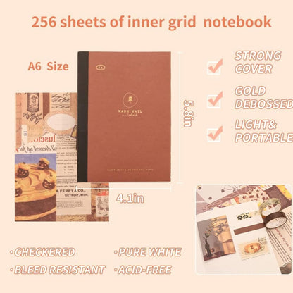 Cozy Café Journaling Kit – 346pcs Vintage Brown Scrapbook Supplies