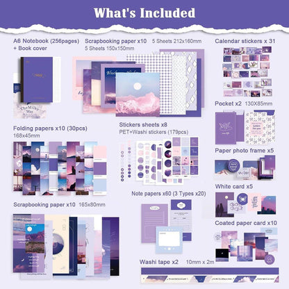 Milky Way Journaling Kit – 346pcs Vintage Aesthetic Scrapbook Supplies