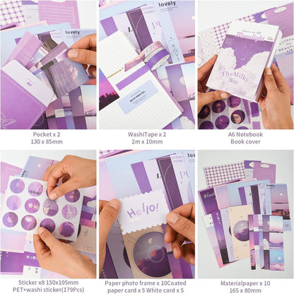 Milky Way Journaling Kit – 346pcs Vintage Aesthetic Scrapbook Supplies