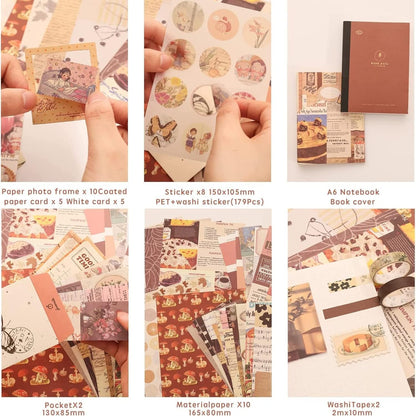 Cozy Café Journaling Kit – 346pcs Vintage Brown Scrapbook Supplies