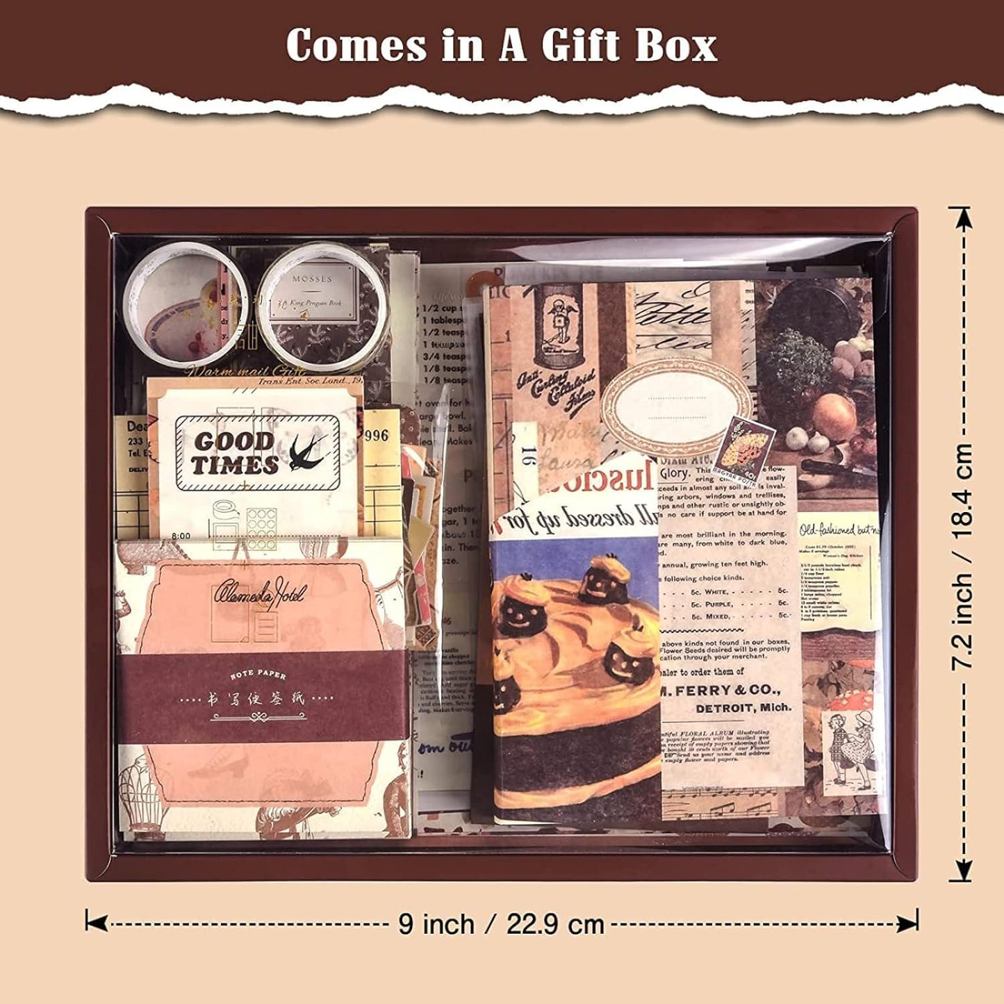 Cozy Café Journaling Kit – 346pcs Vintage Brown Scrapbook Supplies