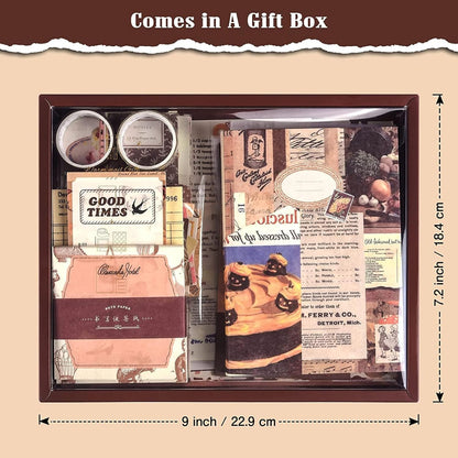Cozy Café Journaling Kit – 346pcs Vintage Brown Scrapbook Supplies