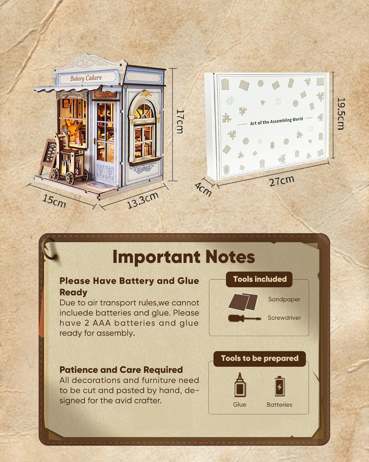 Gunao Bakery DIY Miniature House Kit with LED Lights