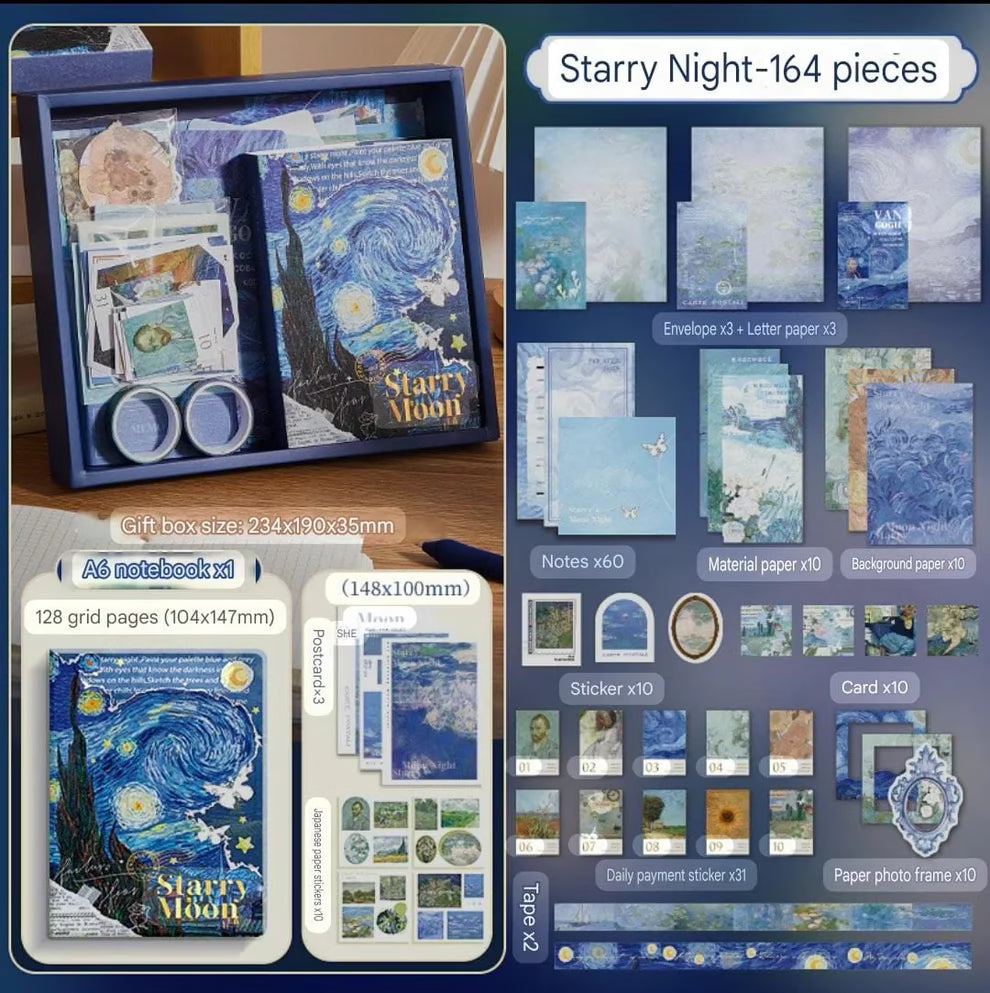 Starry Night Journaling Kit – 346pcs Vintage Aesthetic Scrapbook Supplies